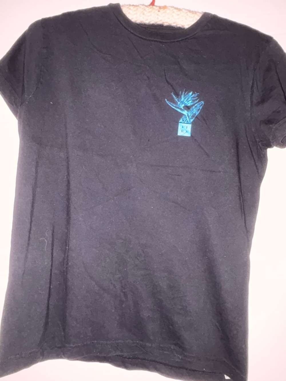 Lira Black Crew Neck Tee with Subtle Print